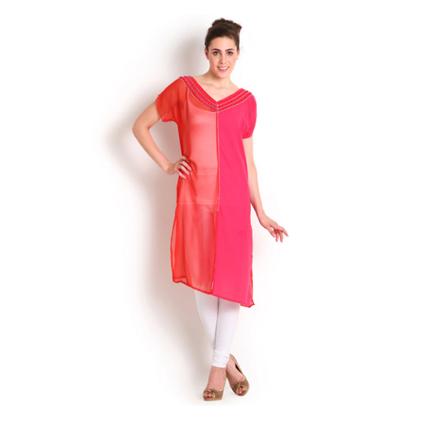 SOIE Casual Full Sleeve Tunic (Black, Off White,Pink and Red)